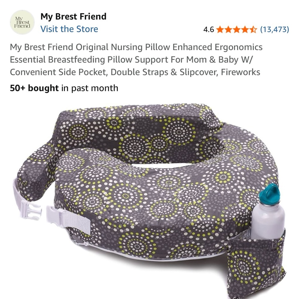 My Breast Friend / Nursing Pillow with Green and White Dots (Fireworks Pattern)